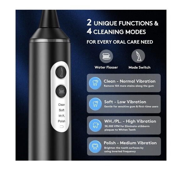 Electric Flosser w 4 Modes 3 in 1 Power Flosser & Electric Toothbrush w 55 Heads - Picture 3 of 16